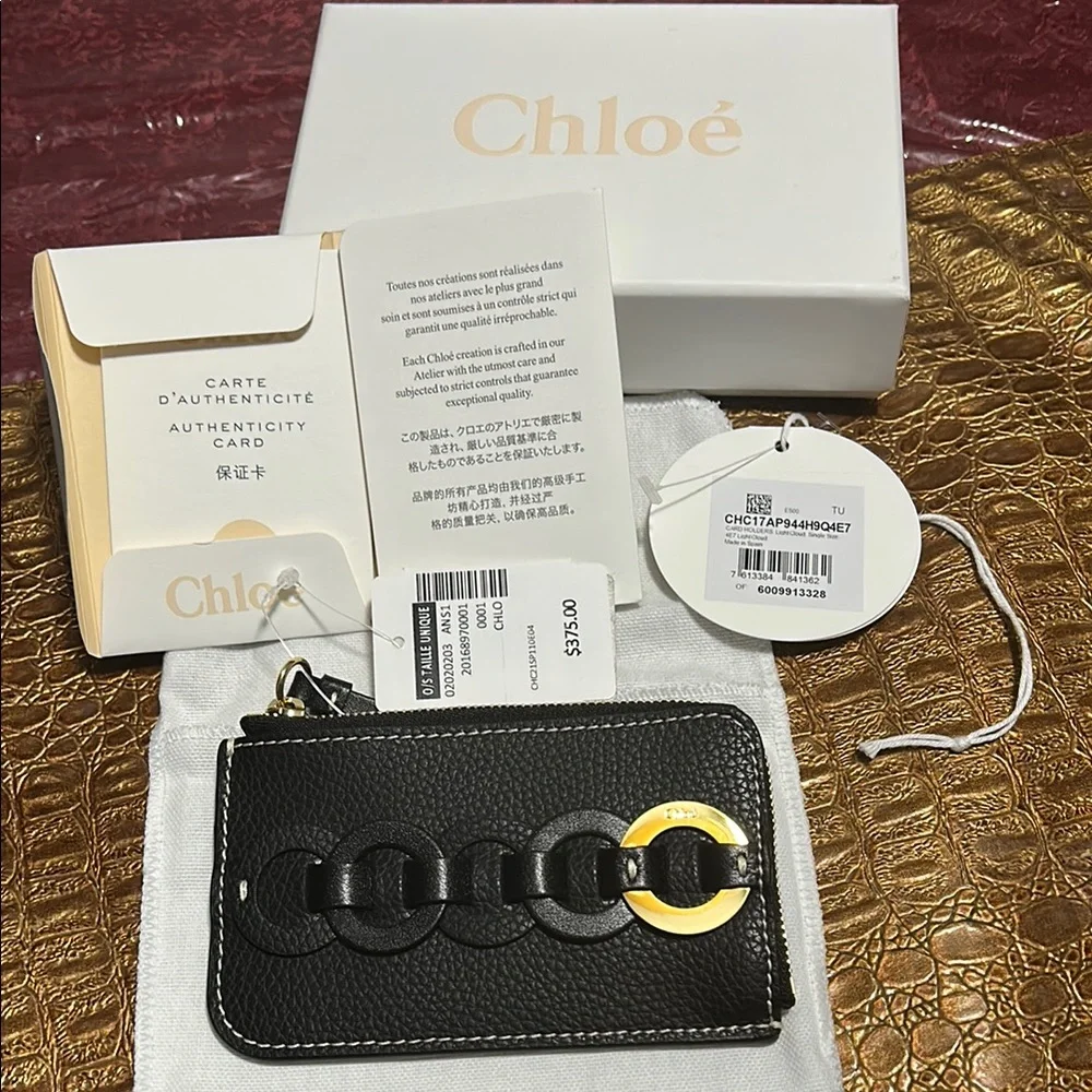 Sold❤️BNWT Chloé Black Leather Card Holder - Picture 1 of 8
